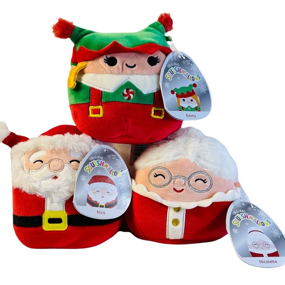 NEW Squishmallow Christmas mini Santa Nick, Nicolette, Emmy elf 4.5 inch NWT - Picture 1 of 14